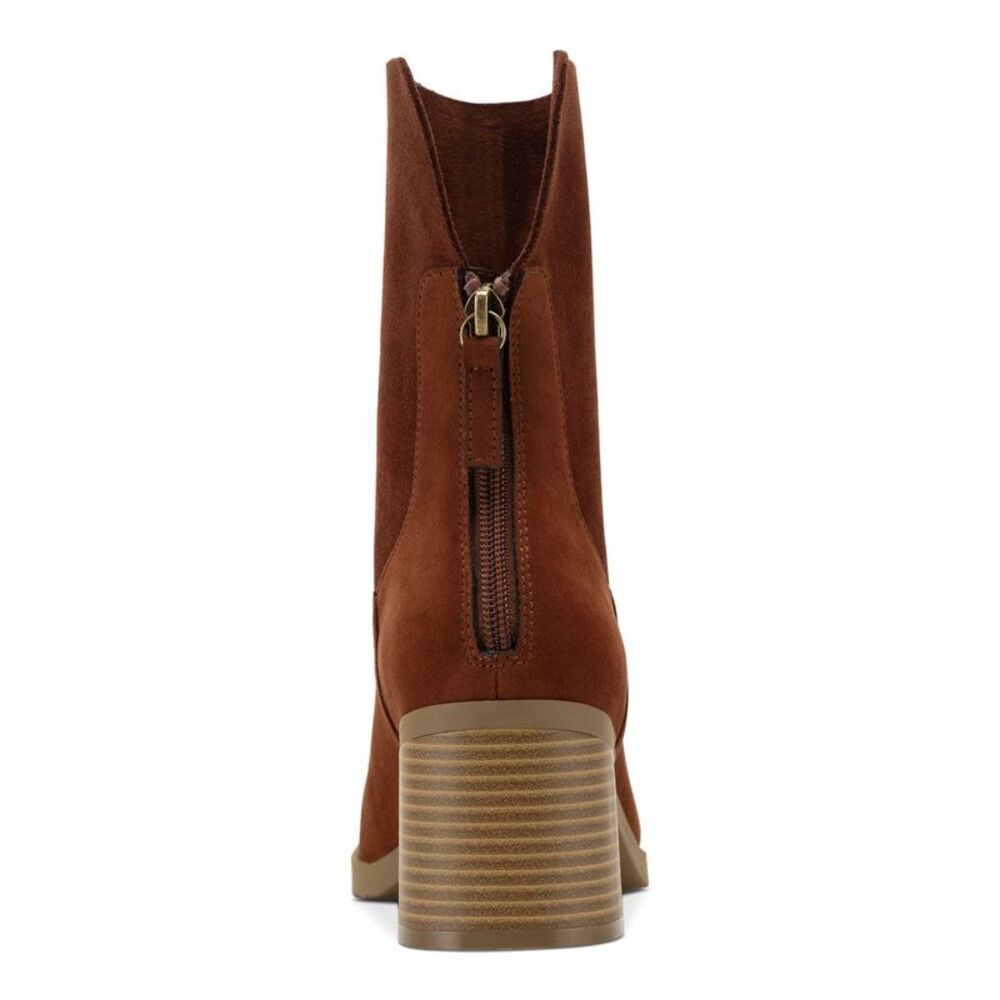 SUN STONE Womens Brown Stretch Lyraa Round Toe Block Heel Zip-Up Booties 5.5 M - Picture 2 of 4